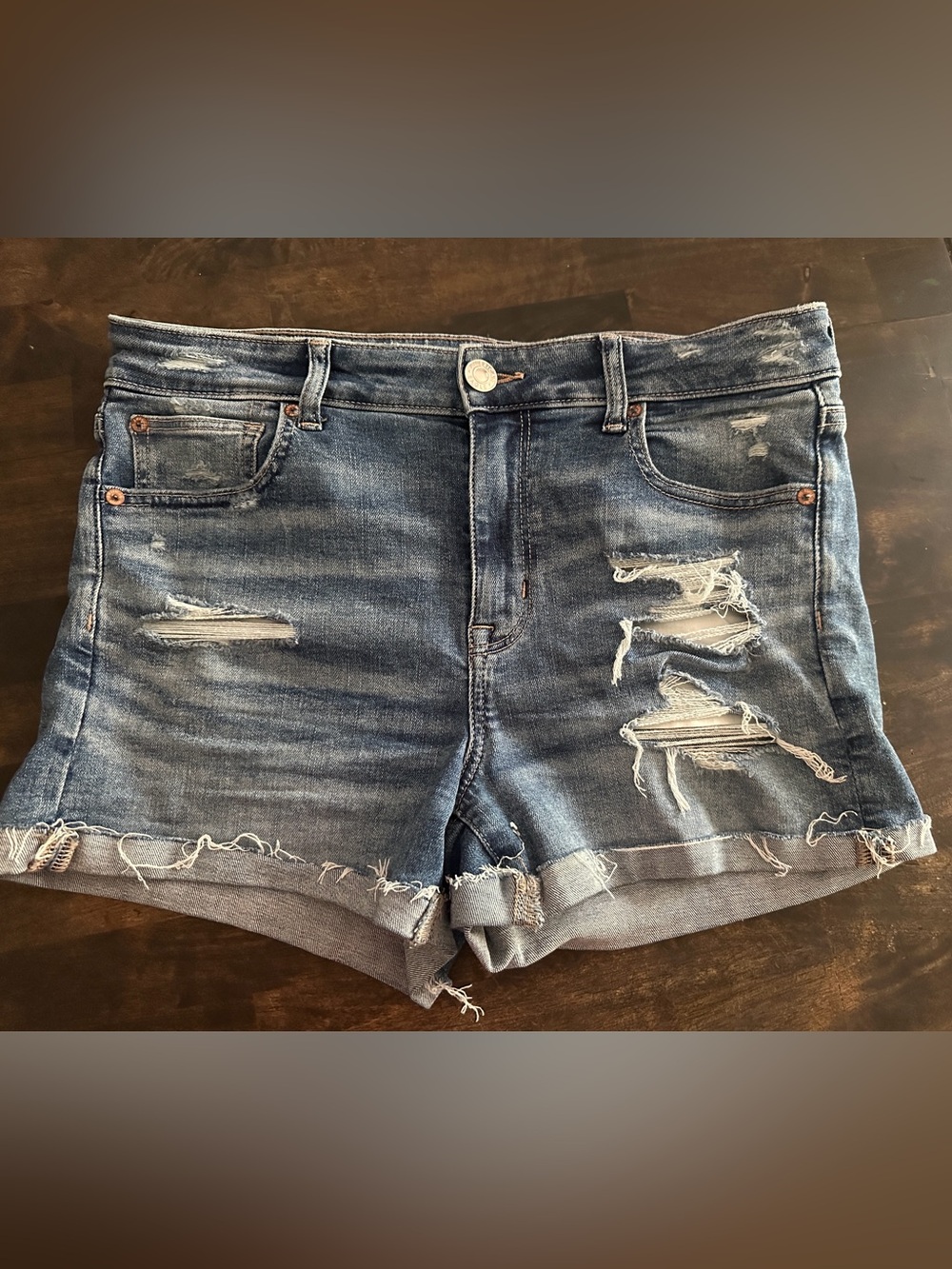 American Eagle Outfitters Distressed Blue Denim Jean Shorts